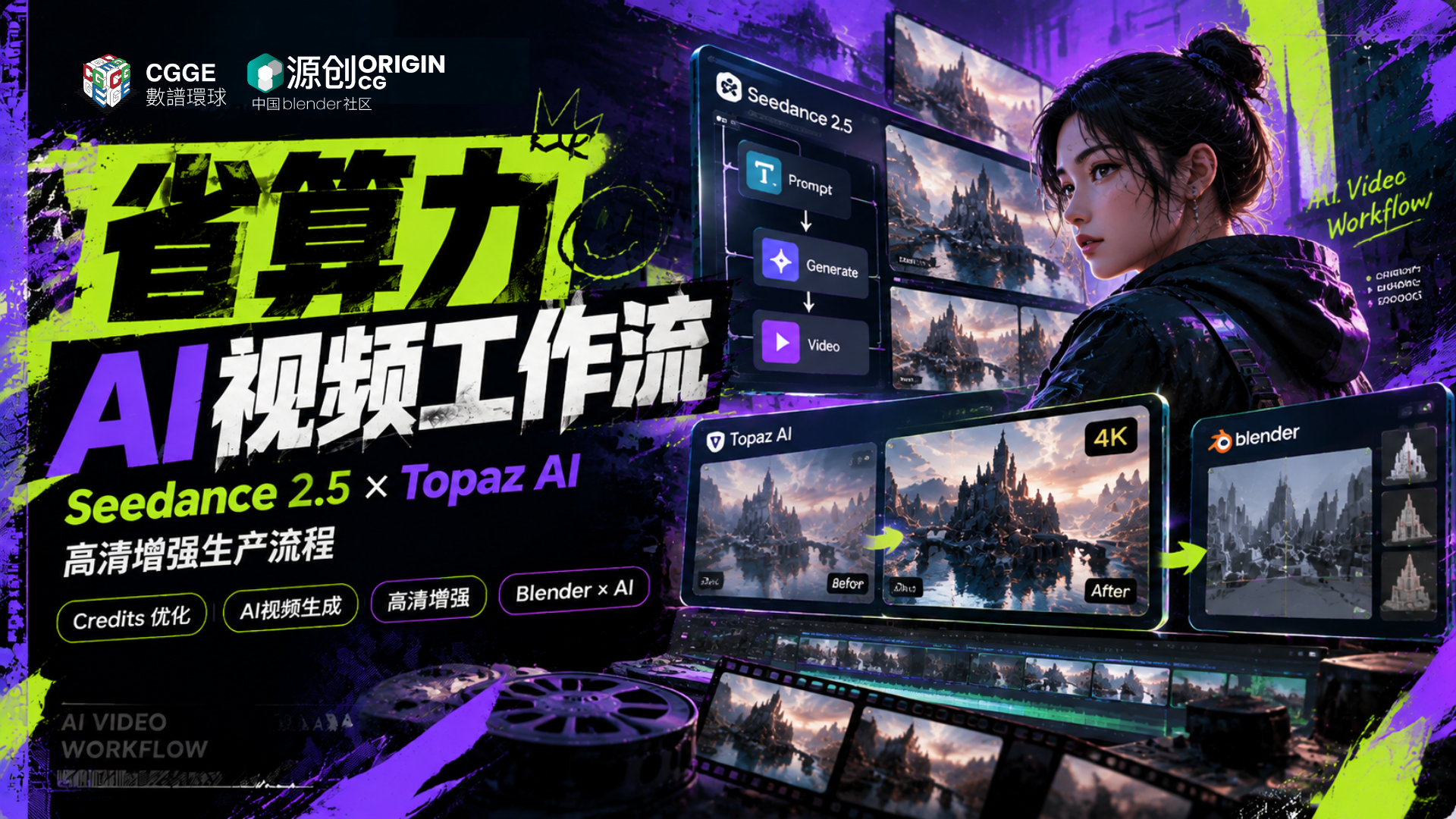 Seedance2.5+Topaz AI｜省算力 AI 视频工作流