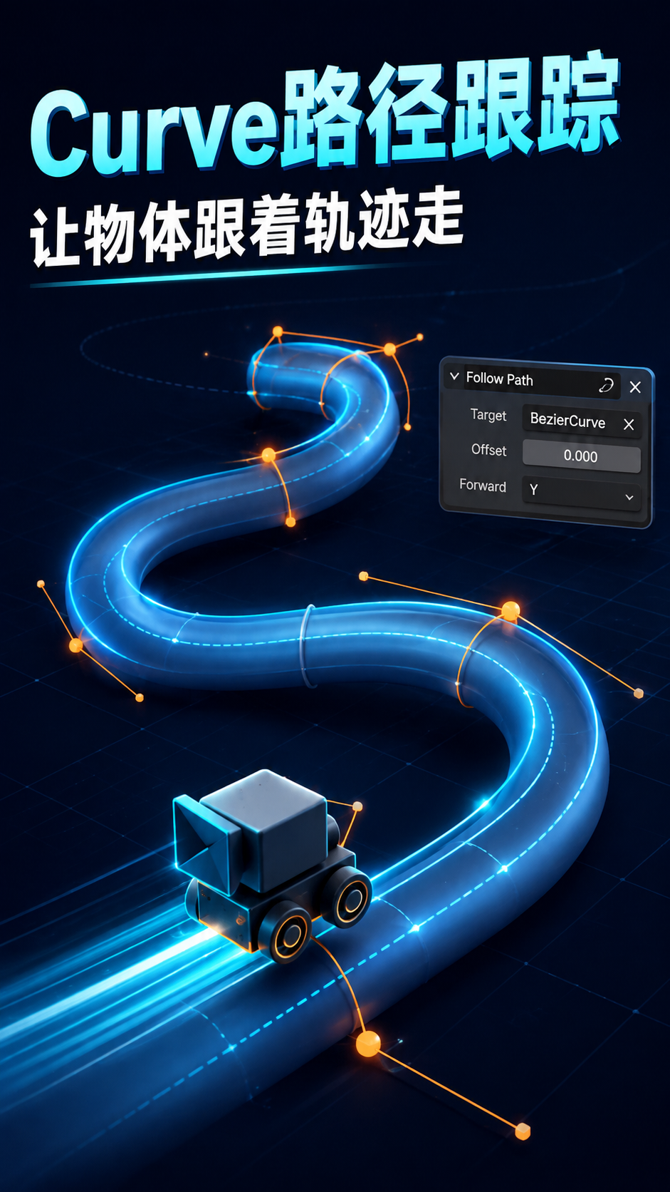 Blender曲线curve妙用之路径跟踪！
