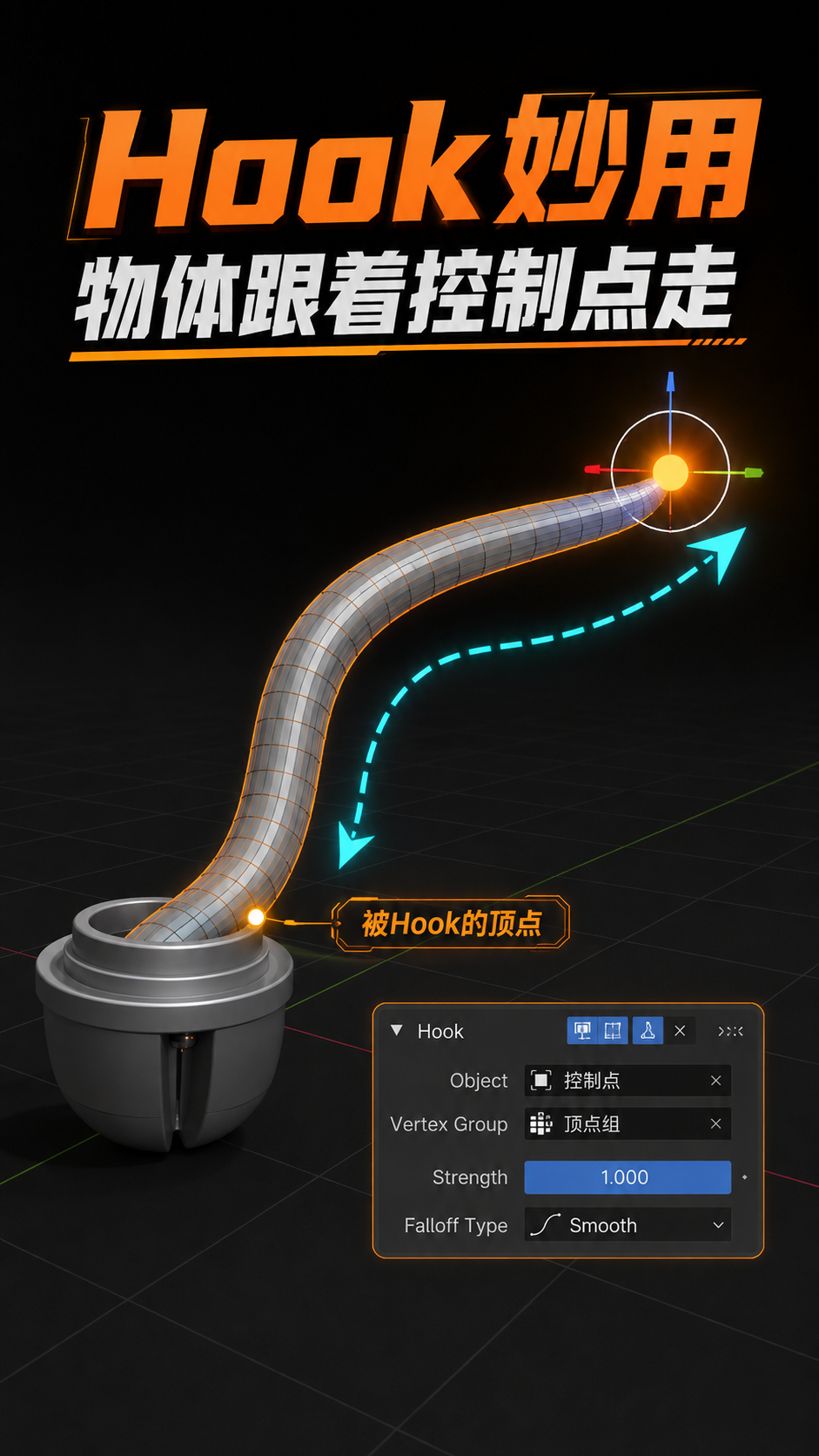 Blender物体跟随之hook妙用