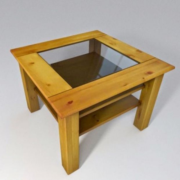 Wooden Table with Glass Plate