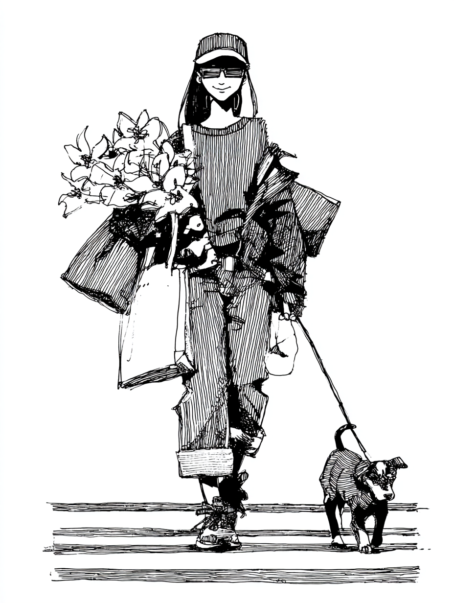鲜花和狗狗